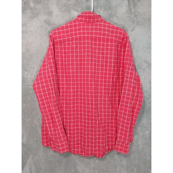 Banana Republic Shirt Mens XL Red Plaid Linen Blend Long Sleeve Button Down - Picture 2 of 10